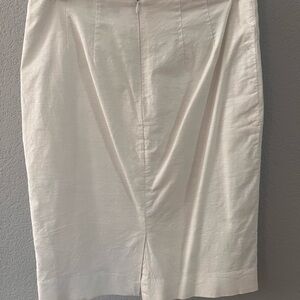 The Limited Cream Pencil Skirt Knee-Length with Slit